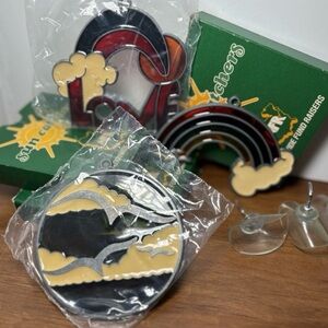 Vintage Nationwide Fundraisers Sun Catchers- Rainbow, Love, Sea Birds - Set Of 3